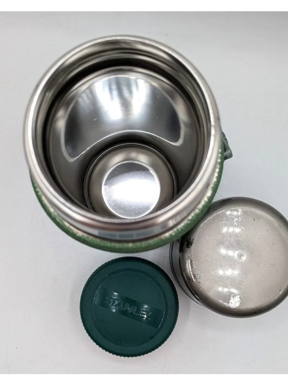 Stanley Classic 24 Ounce Wide Mouth Thermos Metal Bottle Green Vintage